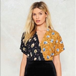 Nasty Gal Color Block Floral Bodysuit